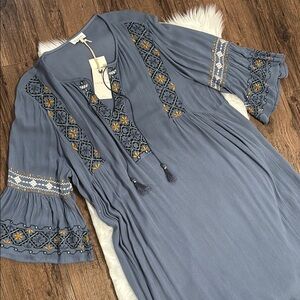Lucky Brand NWT Bohemian Embroidered Midi Dress